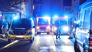 Police and ambulances near the scene where people were killed and injured in an attack at a festival in Solingen, August 23, 2024