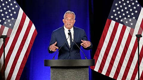 Independent candidate Robert F. Kennedy Jr. announces he is suspending his presidential campaign at a news conference in Phoenix, August 23, 2024