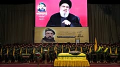 الأمين العام لحزب الله، حسن نصر الله، يلقي كلمة خلال جنازة فؤاد شكر في الضاحية الجنوبية لبيروت، لبنان، بتاريخ 1 أغسطس 2024.