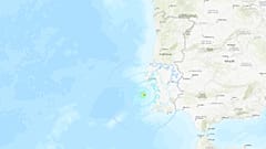 O epicentro do sismo partilhado pelo instituto de geofísica norte-americano