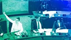 European Union lawmakers vote on an Artificial Intelligence Act at the European Parliament in Strasbourg, March 2023