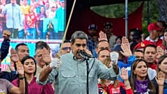 Venezuela's President Nicolás Maduro brandishes a sword as his new Cabinet takes the oath of office, at the presidential palace in Caracas, Venezuela, Wednesday, Aug. 28, 2024