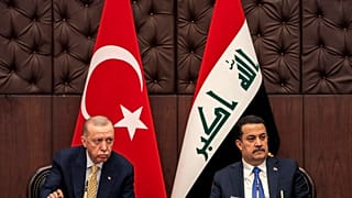 Cumhurbaşkanı Recep Tayyip Erdoğan ve Irak Başbakanı Muhammed Şiya es-Sudani, Bağdat, 22 Nisan 2024.