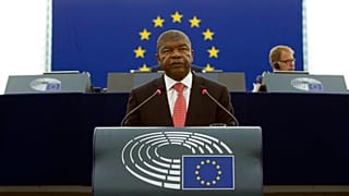 Angola President Joao Lourenco speaks during the plenary session of the European Parliament in Strasbourg, eastern France, Wednesday, July 4, 2018.