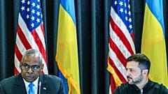 US Defence Secretary Lloyd Austin Ukrainian President Volodymyr Zelenskyy.