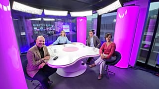 Host Méabh Mc Mahon with Petros Fasoulas, Peter Liesa and Ania Skrzypek