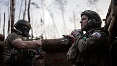 Ukrainian servicemen from the Azov Brigade on the frontline in the Donetsk region, April 12, 2024