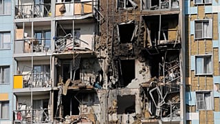 Edificio dañado en Moscú por drones ucranianos.