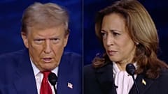 Cumhuriyetçilerin adayı Donald Trump (solda) ve Demokratların adayı Kamala Harris (Ekran görüntüsü ABC'den alınmıştır)