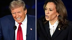 Los candidatos a las elecciones presidenciales de EE.UU. Donald Trump y Kamala Harris durante un debate el 10 de septiembre.