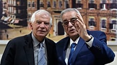 Avrupa Birliği dış politika şefi Josep Borrell, Beyrut'ta, Lübnan Dışişleri Bakanı Abdallah Bouhabib ile beraber, 12 Eylül 2024