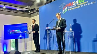 Varga Mihány pénzügyminiszter a budapesti sajtótájékoztatón 2024. szeptember 13-án