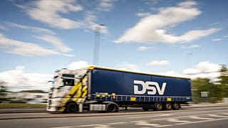 A truck outside the logistics centre of DSV in Hedehusene, September 12, 2024