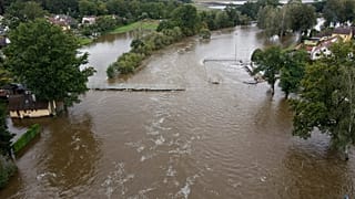 Strade allagate a Plav, in Repubblica Ceca, 17 settembre 2024