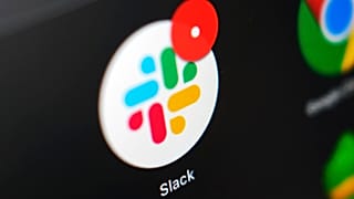 The Slack app icon is displayed on a computer screen, Wednesday, Dec 2, 2020, in Tokyo. 