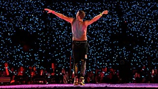 Chris Martin of Coldplay performs at the Rose Bowl, Saturday, Sept. 30, 2023, in Pasadena, Calif.