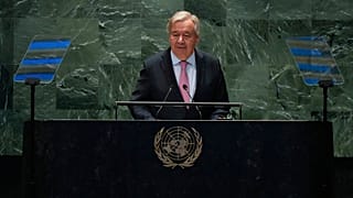 António Guterres, Secretário-Geral das Nações Unidas, fala à Assembleia Geral das Nações Unidas durante a Cimeira para o Futuro, domingo, 22 de setembro de 2024, Nova Iorque