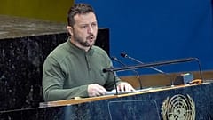 Ukraine's President Volodymyr Zelenskyy addresses the the Summit of the Future, in the United Nations General Assembly, 23 September 2024. 