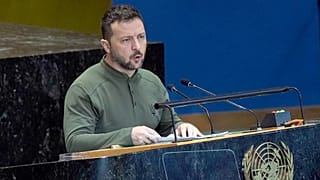 Ukraine's President Volodymyr Zelenskyy addresses the the Summit of the Future, in the United Nations General Assembly, 23 September 2024.