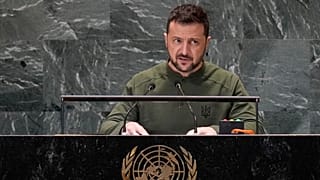 Ukraine's President Volodymyr Zelenskyy addresses the the Summit of the Future at United Nations headquarters, Monday, Sept. 23, 2024. 