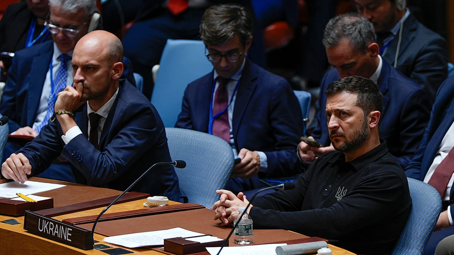 Ο πρόεδρος της Ουκρανίας Βολοντίμιρ Ζελένσκι μιλάει στη Σύνοδο Κορυφής του Μέλλοντος στην έδρα των Ηνωμένων Εθνών, Δευτέρα 23 Σεπτεμβρίου 2024