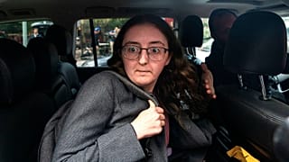 Caroline Ellison, former CEO of Alameda Research founded by Sam Bankman-Fried, after she exits the Manhattan federal court after testifying in October 2023.