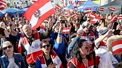 Aşırı sağcı Özgürlük Partisi'nin (FPO) Avrupa seçimleri için Viyana'da düzenlediği son seçim mitingi sırasında çekilmiş bir fotoğraf, 24 Mayıs 2019