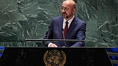 Le président du Conseil européen Charles Michel s'adresse à l'Assemblée générale des Nations unies lors du Sommet du futur, le dimanche 22 septembre 2024 au siège de l'ONU.