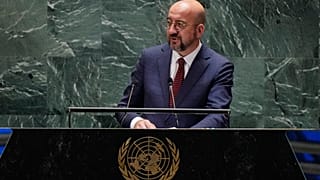 Presidente do Conselho Europeu, Charles Michel, fala perante a Assembleia Geral das Nações Unidas durante a Cimeira do Futuro, no domingo, 22 de setembro de 2024, Nova Iorque