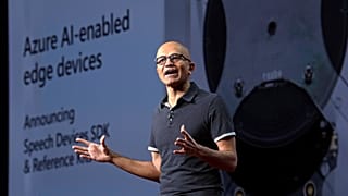 Microsoft CEO Satya Nadella delivers the keynote address at Build, the company's annual conference for software developers Monday, May 7, 2018, in Seattle.