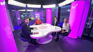 Host Méabh Mc Mahon with Virginijus Sinkevičius, Maria Martisiute and Matthew Robinson