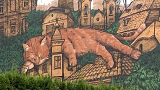 Un magnífico mural en honor del gato Peach.