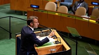 Cumhurbaşkanı Emmanuel Macron, New York'taki Birleşmiş Milletler Genel Kurulu'nda konuşuyor, 25 Eylül 2024