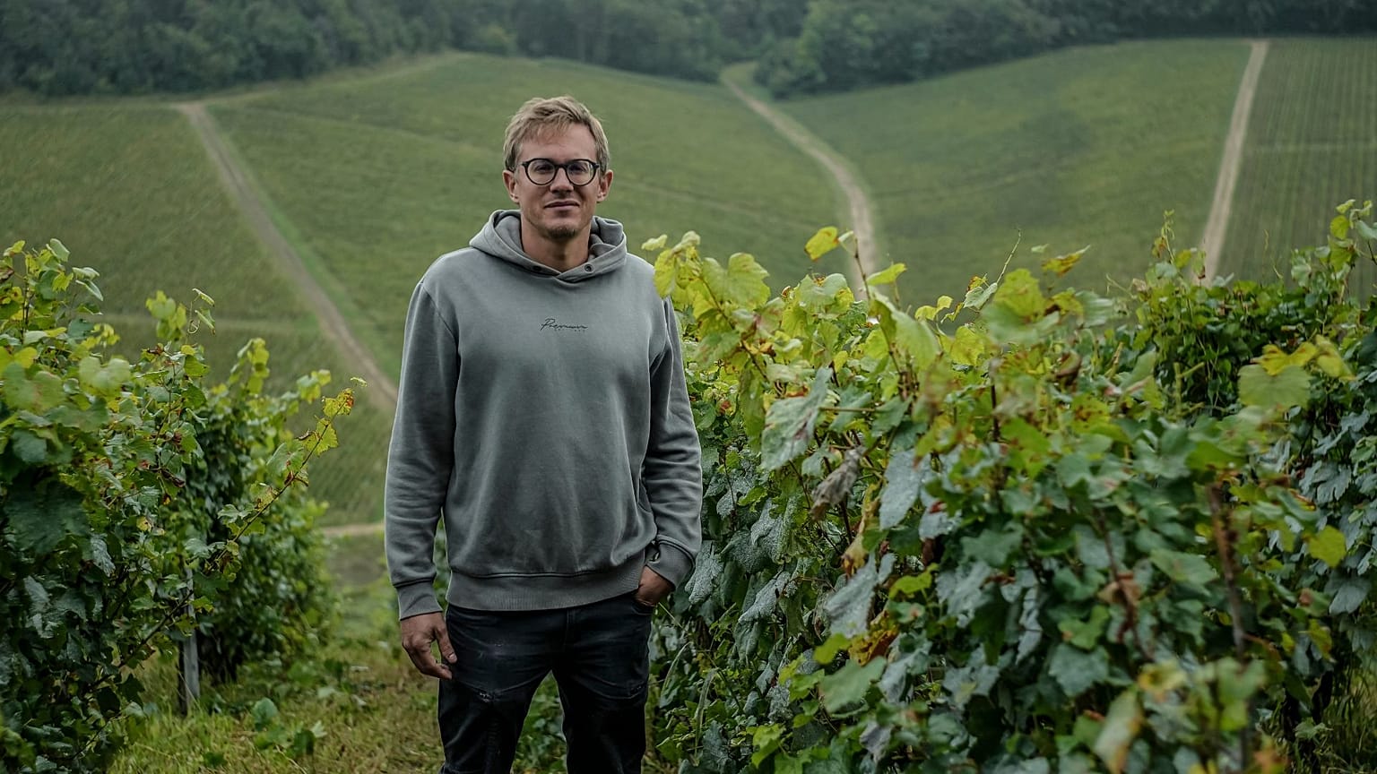 David Lavantureux, 39, co-owner of Domaine Lavantureux, is photographed at the property in Chablis, Burgundy region, France, 25 September 2024. 