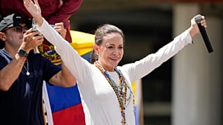 La líder opositora María Corina Machado durante una manifestación en Caracas, Venezuela, el sábado 17 de agosto de 2024.
