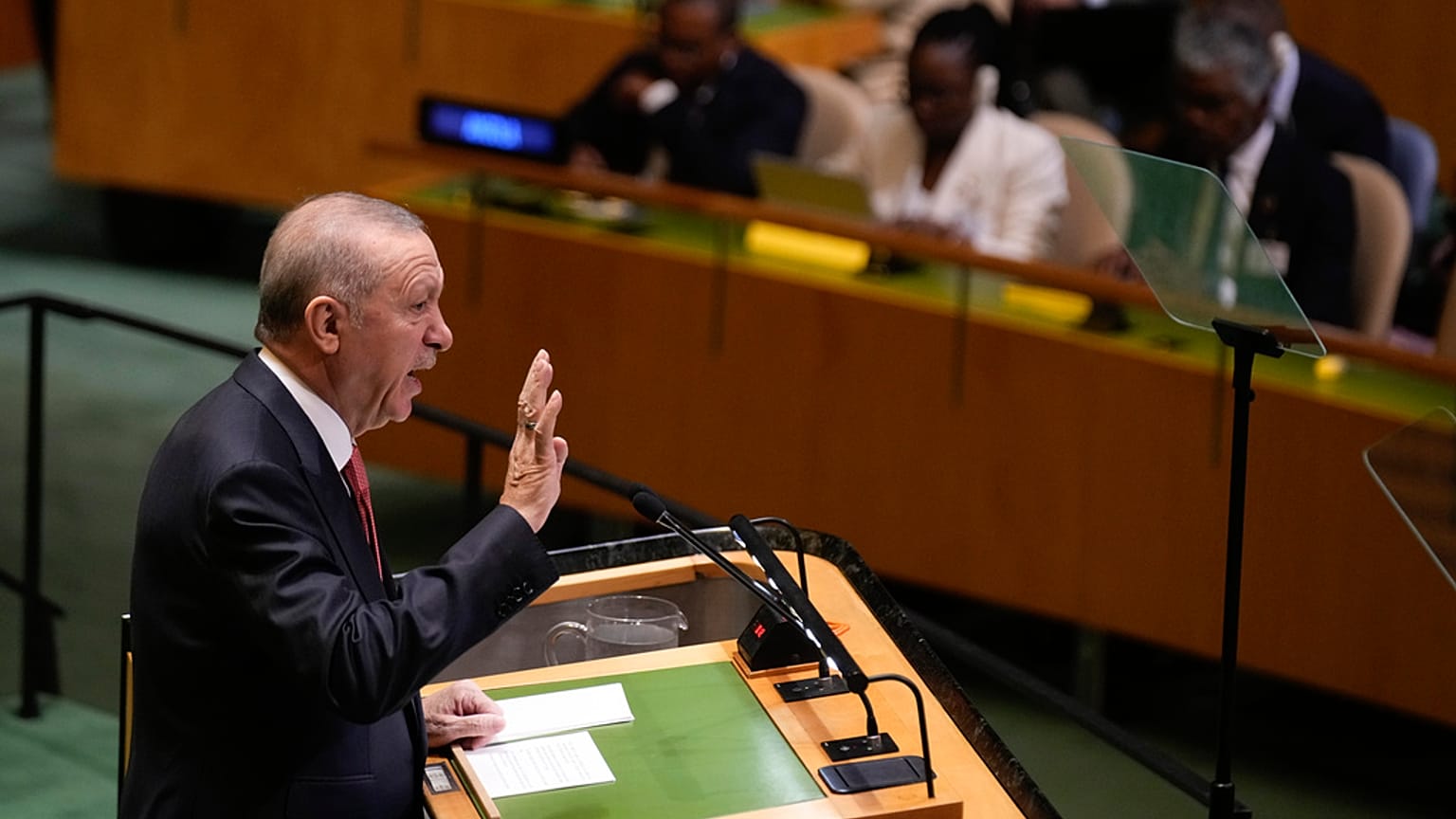 Cumhurbaşkanı Recep Tayyip Erdoğan, Birleşmiş Milletler Genel Kurulu'nda konuşurken, 24 Eylül 2024