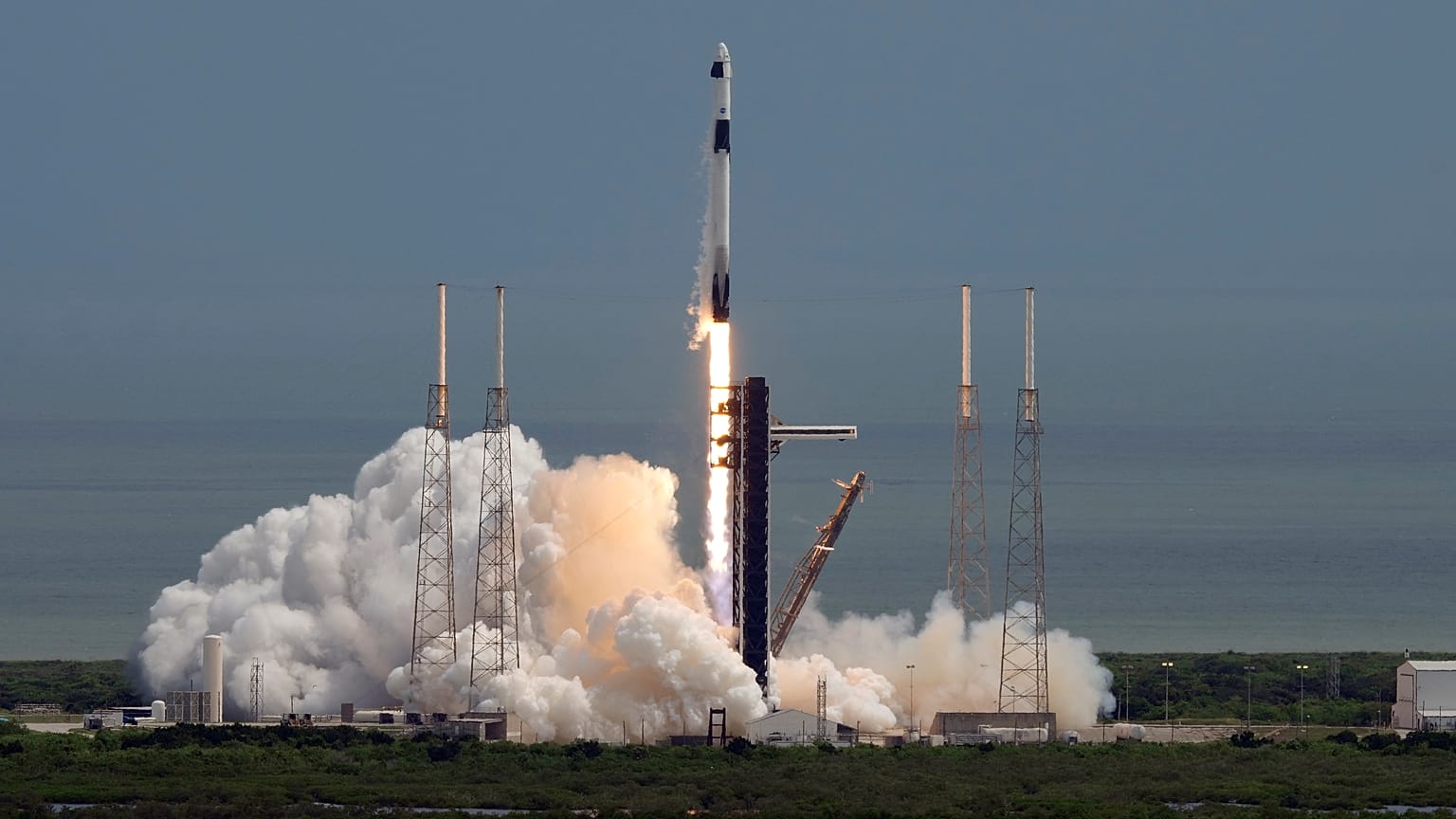 A SpaceX Falcon 9 rocket lifts off from launch pad 40 in Florida, Saturday, Sept. 28, 2024