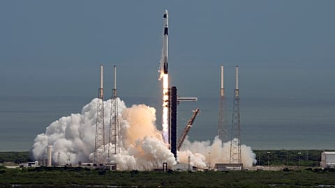 A SpaceX Falcon 9 rocket lifts off from launch pad 40 in Florida, Saturday, Sept. 28, 2024