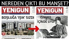 Die Schlagzeile der Zeitung Yenigün unzensiert (links) und nach der Zensur (rechts) - Yenigün Gazetesi