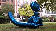 Wide of Balloon Monkey by Jeff Koons, executed in 2006-2013, on display at St. James’s Square