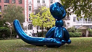 Wide of Balloon Monkey by Jeff Koons, executed in 2006-2013, on display at St. James’s Square
