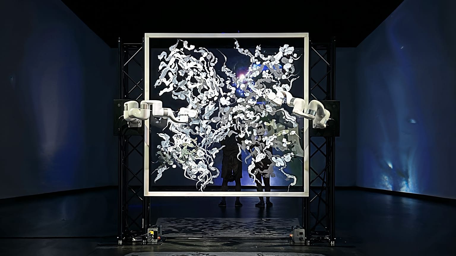 Sougwen Chung, Spectral - Oscillation 1, 2024. Acrylic on Perspex, Created with D.O.U.G_6 Bespoke Robotic System 