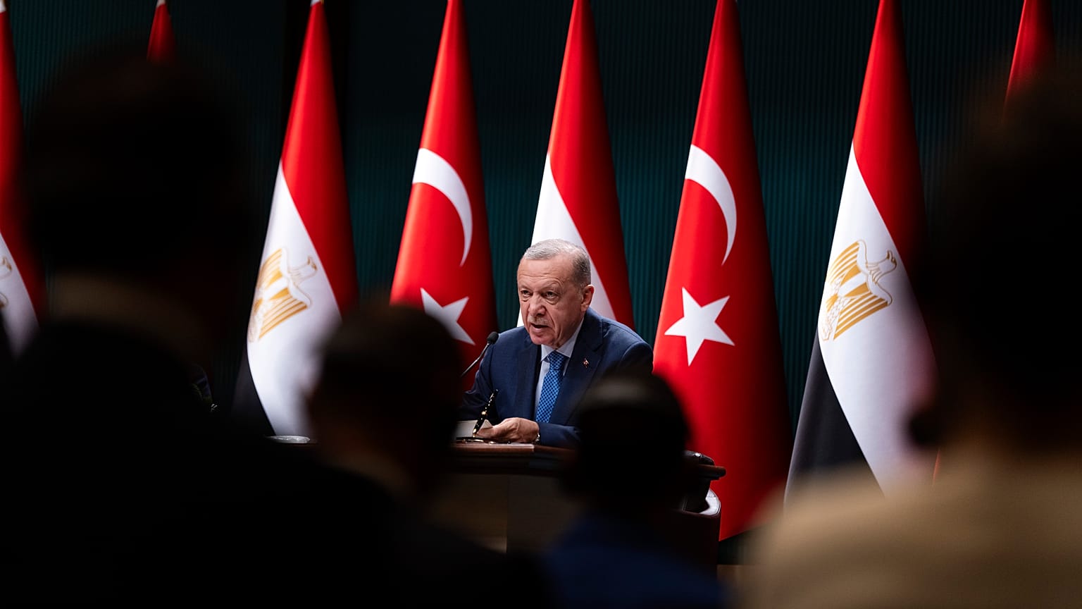 Cumhurbaşkanı Recep Tayyip Erdoğan, Mısırlı meslektaşı Abdülfettah El Sisi ile Ankara'da basın açıklaması düzenliyor, 4 Eylül 2024