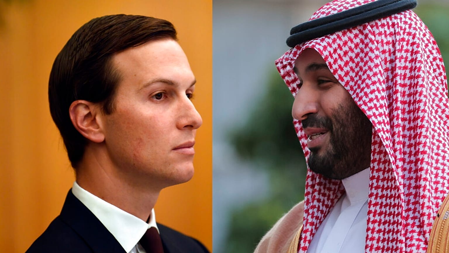 ولي العهد السعودي الأمير محمد بن سلمان على اليمين، وجاريد كوشنر، صهر الرئيس الأمريكي السابق دونالد ترامب على اليسار.