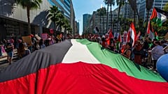 Manifestación en apoyo a Palestina en las calles de Nueva York (Estados Unidos)