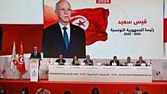 مسؤولو الانتخابات يعلنون إعادة انتخاب قيس سعيد وفوزه في الانتخابات الرئاسية، في العاصمة التونسية، تونس، يوم الاثنين 7 أكتوبر/تشرين الأول 2024.