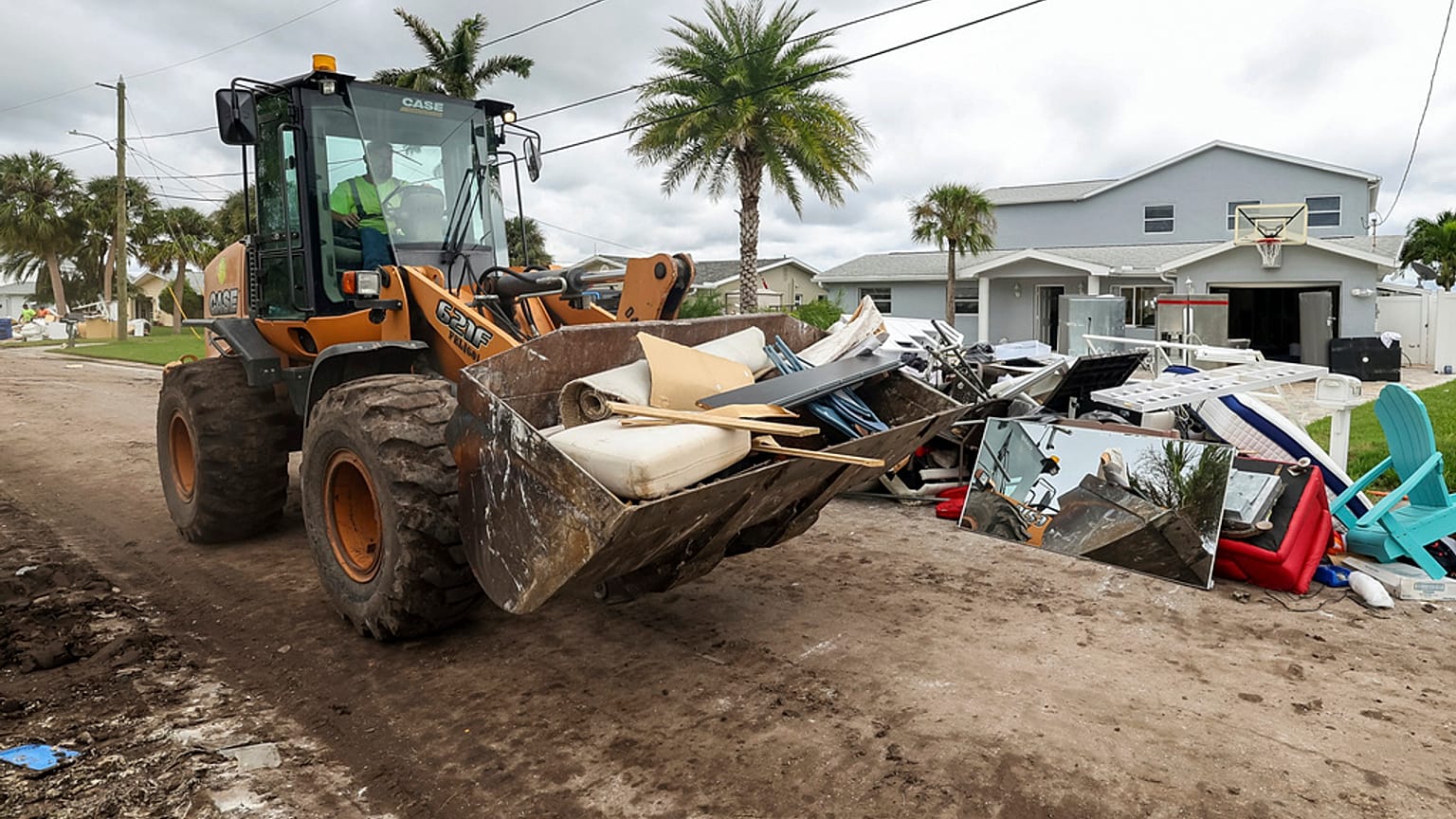 Destrozos del huracán Milton. 