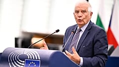 Ο Ζοζέπ Μπορέλ,Ύπατος Εκπρόσωπος της ΕΕ για τις Εξωτερικές Υποθέσεις, μιλάει στο Ευρωπαϊκό Κοινοβούλιο στο Στρασβούργο στις 8 Οκτωβρίου 2024.