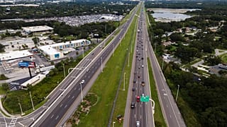 traffic flows eastbound along Interstate 4 as residents continue to follow evacuation orders ahead of Hurricane Milton,