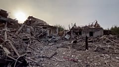 Maisons détruites à Zaporizhzhia, Ukraine.